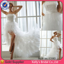 KB13103-a short front long back lace bodice simple empire wedding dresses